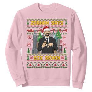 67 Six Seven Zohran Mamdani Christmas Sweatshirt Progressive Democrats TS14 Light Pink Print Your Wear