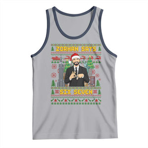 67 Six Seven Zohran Mamdani Christmas Tank Top Progressive Democrats TS14 Athletic Heather Navy Print Your Wear