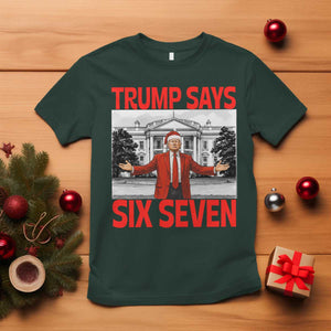 67 Six Seven Trump Christmas T Shirt TS14 Dark Forest Green Print Your Wear