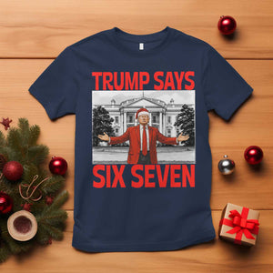 67 Six Seven Trump Christmas T Shirt TS14 Navy Print Your Wear