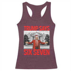 67 Six Seven Trump Christmas Racerback Tank Top TS14 Maroon Print Your Wear