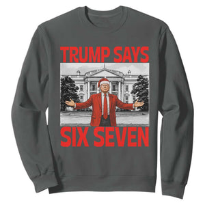 67 Six Seven Trump Christmas Sweatshirt TS14 Dark Heather Print Your Wear