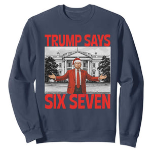 67 Six Seven Trump Christmas Sweatshirt TS14 Navy Print Your Wear