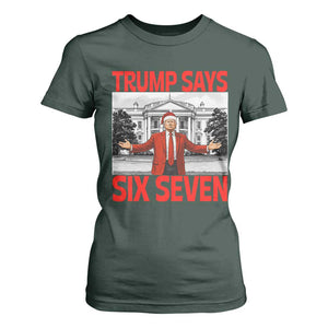 67 Six Seven Trump Christmas T Shirt For Women TS14 Dark Forest Green Print Your Wear