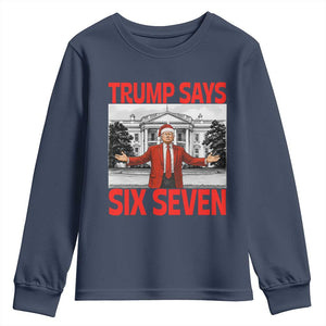 67 Six Seven Trump Christmas Youth Sweatshirt TS14 Navy Print Your Wear
