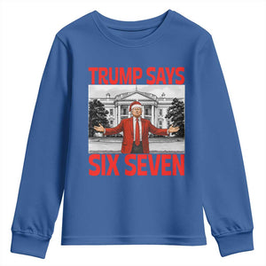 67 Six Seven Trump Christmas Youth Sweatshirt TS14 Royal Blue Print Your Wear
