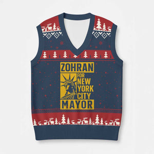 Zohran Mamdani NYC Mayor V-Neck Knit Sweater Vest Funny Cool Trendy Progressive TS14 Navy Red Print Your Wear