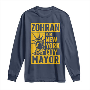 Zohran Mamdani NYC Mayor Long Sleeve Shirt Funny Cool Trendy Progressive TS14 Navy Print Your Wear