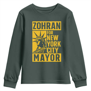 Zohran Mamdani NYC Mayor Youth Sweatshirt Funny Cool Trendy Progressive TS14 Dark Forest Green Print Your Wear