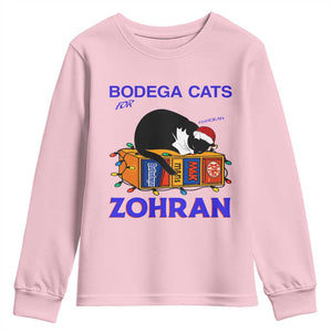 Bodega Cats of New York Youth Sweatshirt Funny Cat NYC Christmas TS14 Light Pink Print Your Wear