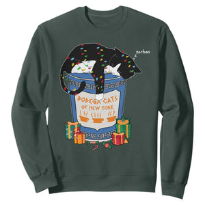 Bodega Cats of New York Sweatshirt Funny Democrat Christmas TS14 Dark Forest Green Print Your Wear