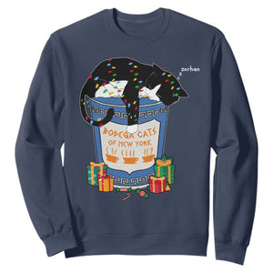 Bodega Cats of New York Sweatshirt Funny Democrat Christmas TS14 Navy Print Your Wear