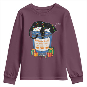 Bodega Cats of New York Youth Sweatshirt Funny Democrat Christmas TS14 Maroon Print Your Wear