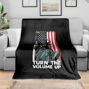 Turn The Volume Up Throw Blanket Statue of Liberty Patriotic American Flag TS14 Print Your Wear