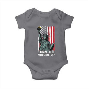 Turn The Volume Up Baby Onesie Statue of Liberty Patriotic American Flag TS14 Charcoal Print Your Wear