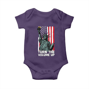 Turn The Volume Up Baby Onesie Statue of Liberty Patriotic American Flag TS14 Purple Print Your Wear