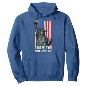 Turn The Volume Up Hoodie Statue of Liberty Patriotic American Flag TS14 Royal Blue Print Your Wear