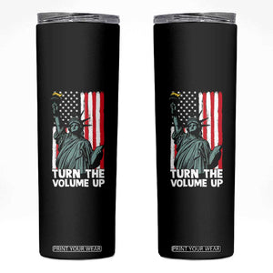 Turn The Volume Up Skinny Tumbler Statue of Liberty Patriotic American Flag TS14 Black Print Your Wear