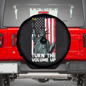 Turn The Volume Up Spare Tire Cover Statue of Liberty Patriotic American Flag TS14 Black Print Your Wear