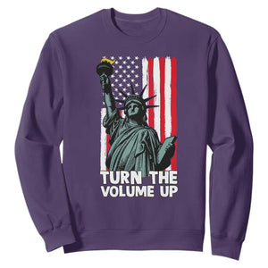 Turn The Volume Up Sweatshirt Statue of Liberty Patriotic American Flag TS14 Purple Print Your Wear