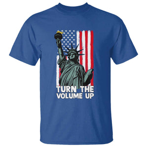 Turn The Volume Up T Shirt Statue of Liberty Patriotic American Flag TS14 Royal Blue Print Your Wear