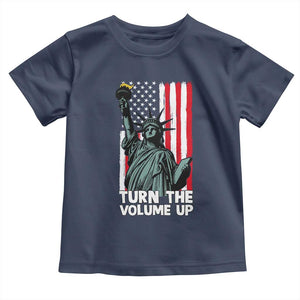 Turn The Volume Up Toddler T Shirt Statue of Liberty Patriotic American Flag TS14 Navy Print Your Wear