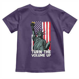 Turn The Volume Up Toddler T Shirt Statue of Liberty Patriotic American Flag TS14 Purple Print Your Wear