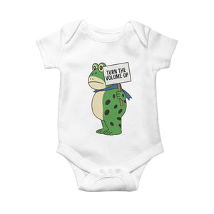 Turn The Volume Up Baby Onesie Resist Frog Portland Protest TS14 White Print Your Wear