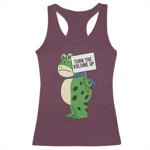 Turn The Volume Up Racerback Tank Top Resist Frog Portland Protest TS14 Maroon Print Your Wear