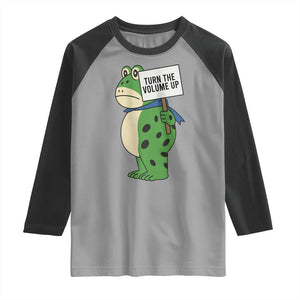 Turn The Volume Up Raglan Shirt Resist Frog Portland Protest TS14 Sport Gray Black Print Your Wear
