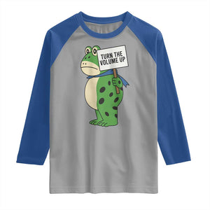 Turn The Volume Up Raglan Shirt Resist Frog Portland Protest TS14 Sport Gray Royal Print Your Wear