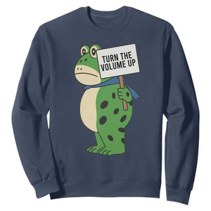 Turn The Volume Up Sweatshirt Resist Frog Portland Protest TS14 Navy Print Your Wear