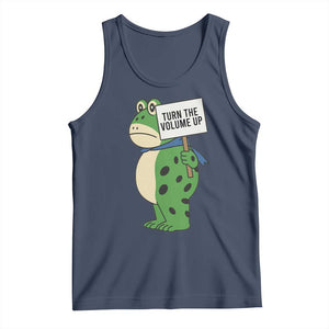 Turn The Volume Up Tank Top Resist Frog Portland Protest TS14 Navy Print Your Wear