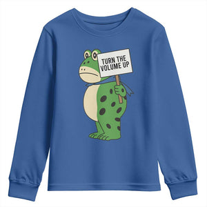 Turn The Volume Up Youth Sweatshirt Resist Frog Portland Protest TS14 Royal Blue Print Your Wear