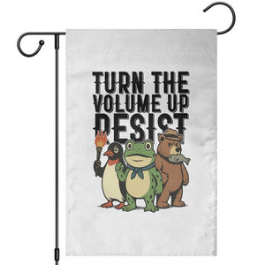Turn The Volume Up Resist Garden Flag Portland Frog Bear Penguin Protester TS14 White Print Your Wear