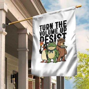 Turn The Volume Up Resist Garden Flag Portland Frog Bear Penguin Protester TS14 Print Your Wear