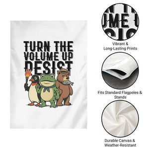 Turn The Volume Up Resist Garden Flag Portland Frog Bear Penguin Protester TS14 Print Your Wear