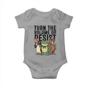 Turn The Volume Up Resist Baby Onesie Portland Frog Bear Penguin Protester TS14 Sport Gray Print Your Wear