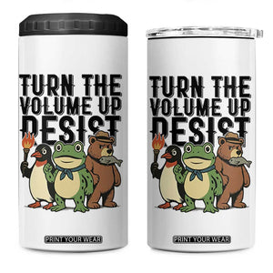 Turn The Volume Up Resist 4 in 1 Can Cooler Tumbler Portland Frog Bear Penguin Protester TS14 One Size: 16 oz White Print Your Wear