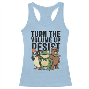 Turn The Volume Up Resist Racerback Tank Top Portland Frog Bear Penguin Protester TS14 Light Blue Print Your Wear