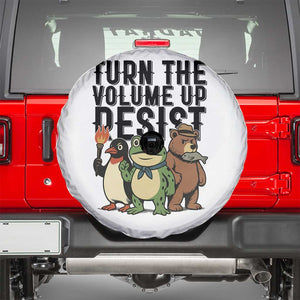 Turn The Volume Up Resist Spare Tire Cover Portland Frog Bear Penguin Protester TS14 White Print Your Wear