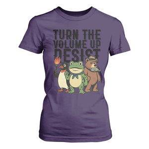 Turn The Volume Up Resist T Shirt For Women Portland Frog Bear Penguin Protester TS14 Purple Print Your Wear