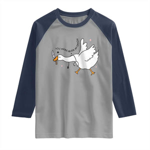 Sily Goose Meme Raglan Shirt Funny Quote You Were Never An Option TS14 Sport Gray Navy Print Your Wear