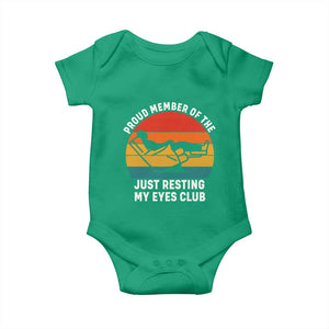 Funny Dad Baby Onesie Proud Member Of The Just Resting My Eyes Club TS14 Irish Green Print Your Wear