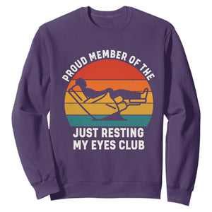 Funny Dad Sweatshirt Proud Member Of The Just Resting My Eyes Club TS14 Purple Print Your Wear