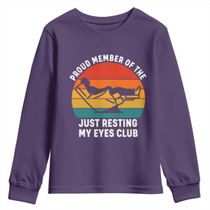 Funny Dad Youth Sweatshirt Proud Member Of The Just Resting My Eyes Club TS14 Purple Print Your Wear