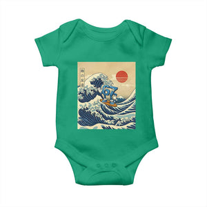 Funny Six Seven Surfing Baby Onesie The Great Wave Kanagawa Japanese 67 Brainrot Meme TS14 Irish Green Print Your Wear