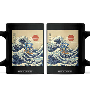 Funny Six Seven Surfing Coffee Mug The Great Wave Kanagawa Japanese 67 Brainrot Meme TS14 Black Print Your Wear