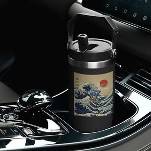 Funny Six Seven Surfing Flip Straw Tumbler The Great Wave Kanagawa Japanese 67 Brainrot Meme TS14 Print Your Wear
