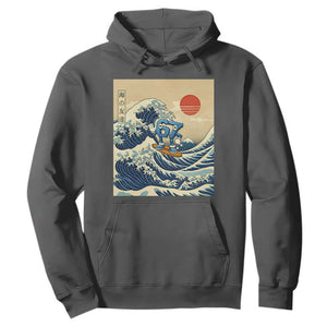 Funny Six Seven Surfing Hoodie The Great Wave Kanagawa Japanese 67 Brainrot Meme TS14 Dark Heather Print Your Wear